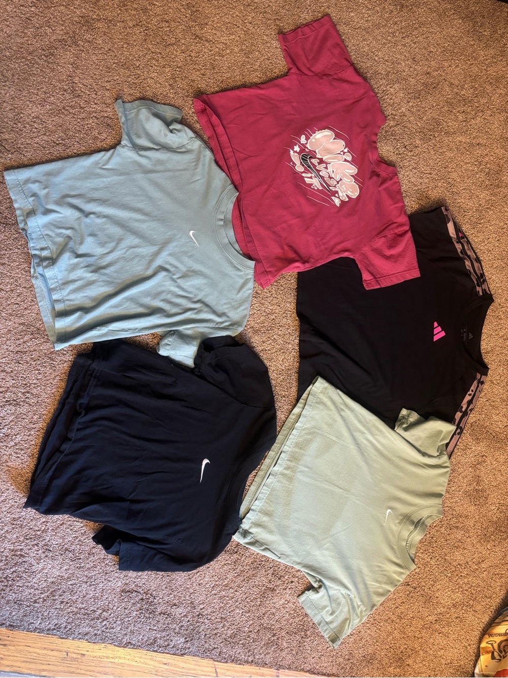 Nike & Adidas Kids Short Sleeve Tees - Mint, Black, Burgundy